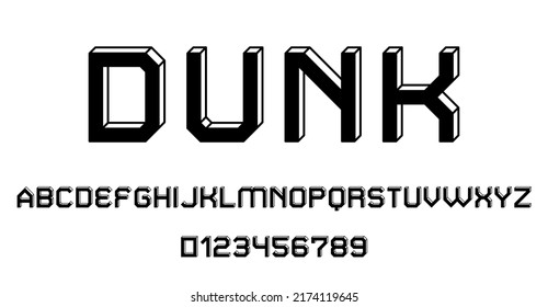 Set of alphabets font letters and numbers modern abstract outline 3D concept design with lines vector illustration