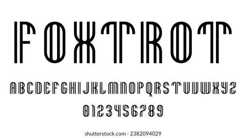 Set of alphabets font letters and numbers modern abstract design with lines vector illustration