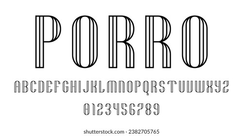 Set of alphabets font letters and numbers modern abstract design with lines vector illustration