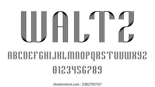 Set of alphabets font letters and numbers modern abstract design with lines vector illustration