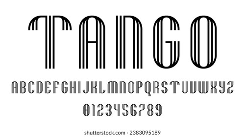 Set of alphabets font letters and numbers modern abstract design with lines vector illustration