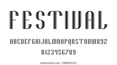 Set of alphabets font letters and numbers modern abstract design with lines vector illustration