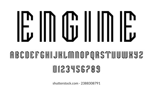 Set of alphabets font letters and numbers modern abstract design with lines vector illustration