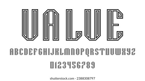 Set of alphabets font letters and numbers modern abstract design vector illustration