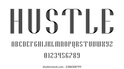 Set of alphabets font letters and numbers modern abstract design with lines vector illustration