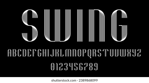 Satz von Alphabeten Schriftbuchstaben und Zahlen Modernes abstraktes Design mit Linien, Vektorgrafik