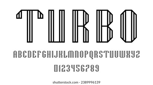 Set of alphabets font letters and numbers modern abstract design with lines vector illustration
