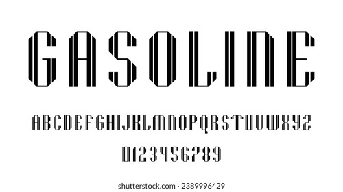 Set of alphabets font letters and numbers modern abstract design with lines vector illustration