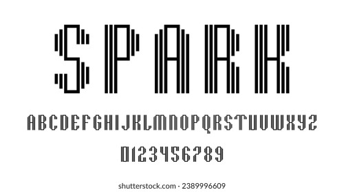 Set of alphabets font letters and numbers modern abstract design with lines vector illustration