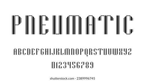 Set of alphabets font letters and numbers modern abstract design with lines vector illustration