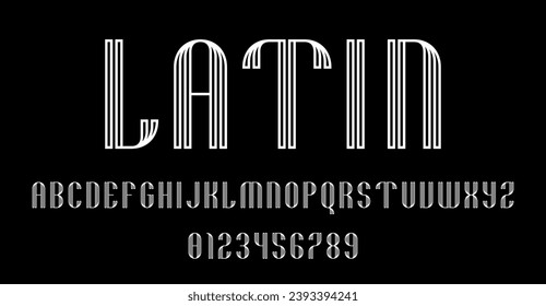 Set of alphabets font letters and numbers modern abstract design with lines vector illustration