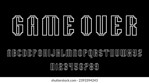 Set of alphabets font letters and numbers modern abstract design digital pixels concept vector illustration