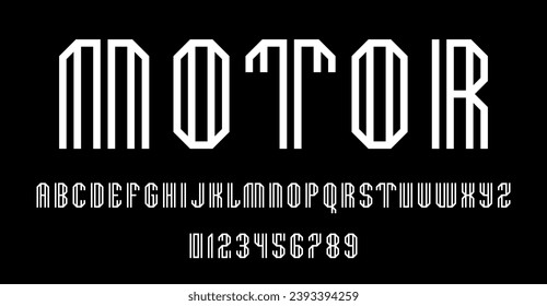 Conjunto de letras letras letras y números diseño abstracto moderno con líneas ilustración vectorial