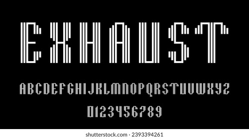 Set of alphabets font letters and numbers modern abstract design with lines vector illustration