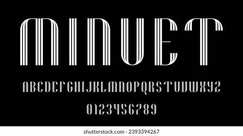 Set of alphabets font letters and numbers modern abstract design with lines vector illustration