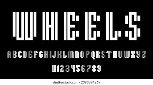 Set of alphabets font letters and numbers modern abstract design with lines vector illustration