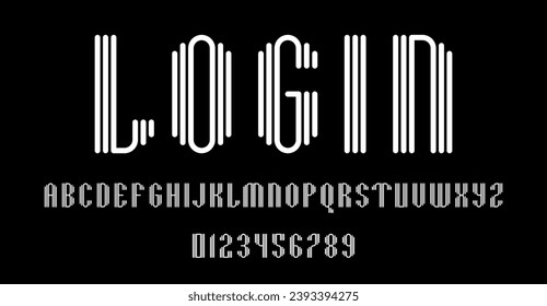 Set of alphabets font letters and numbers modern abstract design with lines vector illustration