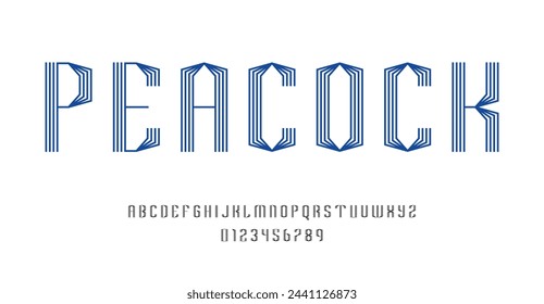 Set of alphabets font letters and numbers modern abstract design with lines vector illustration