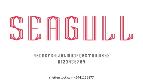 Set of alphabets font letters and numbers modern abstract design with lines vector illustration