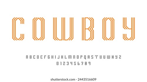 Set of alphabets font letters and numbers modern abstract design with lines vector illustration