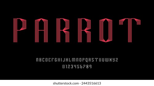 Conjunto de alfabetos letras de fuente y números de diseño abstracto moderno con líneas ilustración vectorial
