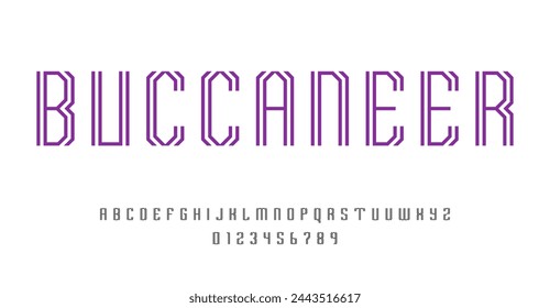 Set of alphabets font letters and numbers modern abstract design with lines vector illustration