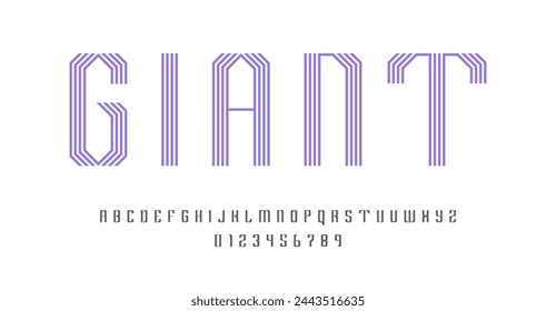 Conjunto de alfabetos letras de fuente y números de diseño abstracto moderno con líneas ilustración vectorial