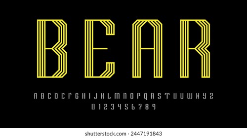 Set of alphabets font letters and numbers modern abstract design outline style vector illustration