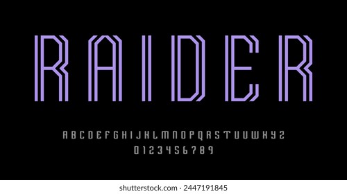 Set of alphabets font letters and numbers modern abstract design with lines vector illustration