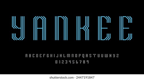 Set of alphabets font letters and numbers modern abstract design with lines vector illustration