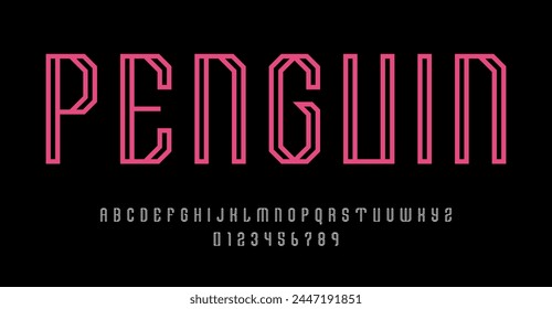 Set of alphabets font letters and numbers modern abstract design outline style vector illustration