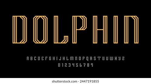 Set of alphabets font letters and numbers modern abstract design outline style vector illustration