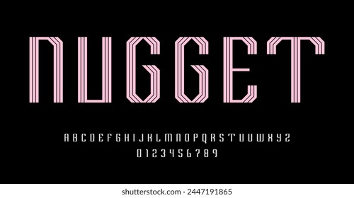 Set of alphabets font letters and numbers modern abstract design with lines vector illustration