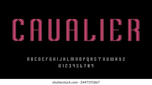 Satz von Alphabeten Schriftbuchstaben und Zahlen Modernes abstraktes Design mit Zeilen Vektorillustration