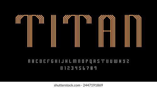 Conjunto de alfabetos letras y números de fuente moderno diseño abstracto con líneas Ilustración vectorial