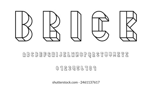 Conjunto de letras y números de letras de letras de alfabetos de diseño abstracto moderno con Formas geométricas con Ilustración vectorial de concepto 3D