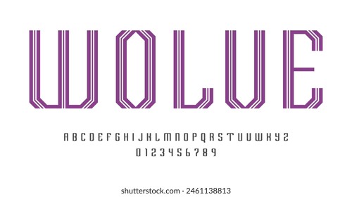 Set of alphabets font letters and numbers modern abstract design with lines vector illustration