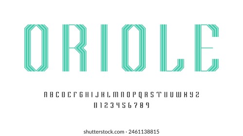 Set of alphabets font letters and numbers modern abstract design with lines vector illustration