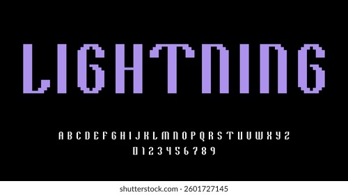 Set of alphabets font letters and numbers modern abstract design with digital pixel concept solid style vector illustration