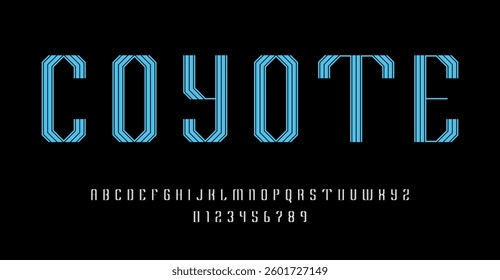 Set of alphabets font letters and numbers modern abstract design with lines vector illustration