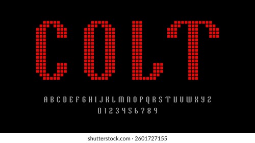 Set of alphabets font letters and numbers modern abstract design with digital pixel style vector illustration
