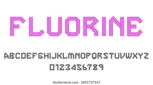 Set of alphabets font letters and numbers modern abstract design with lines vector illustration