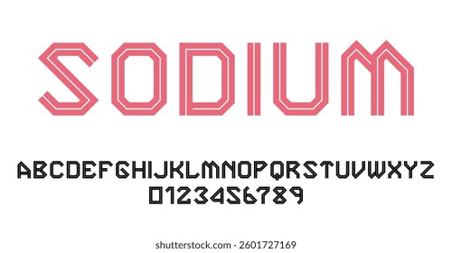 Set of alphabets font letters and numbers modern abstract design with lines vector illustration
