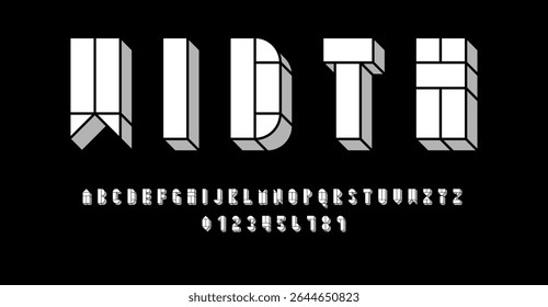 Set of alphabets font letters and numbers modern abstract design with geometric shapes with 3D concept vector illustration