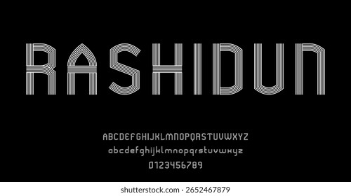 Set of alphabets font letters and numbers modern abstract design with lines vector illustration