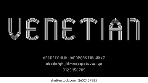 Set of alphabets font letters and numbers modern abstract design with lines vector illustration