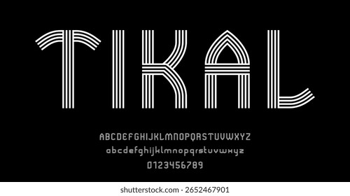 Set of alphabets font letters and numbers modern abstract design with lines vector illustration