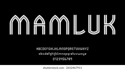 Set of alphabets font letters and numbers modern abstract design with lines vector illustration