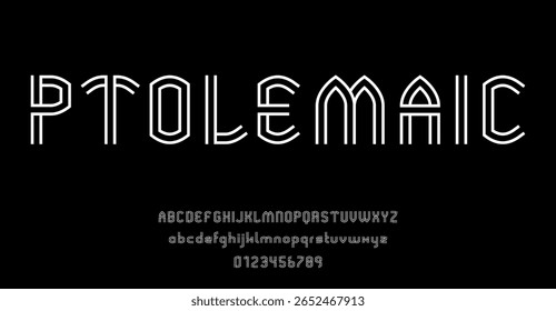 Set of alphabets font letters and numbers modern abstract design with lines vector illustration