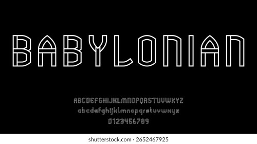 Set of alphabets font letters and numbers modern abstract outline design vector illustration